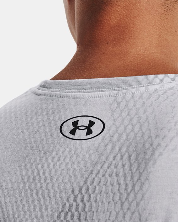Men's UA Football All Over Print Metal Logo Short Sleeve, White, pdpMainDesktop image number 3